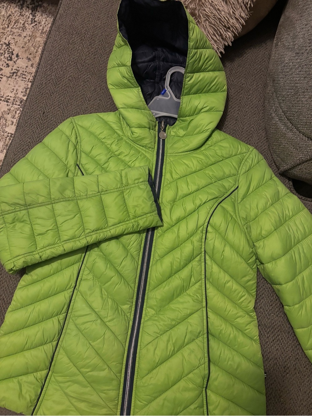 Green Quilted Hooded Puffer Jacket